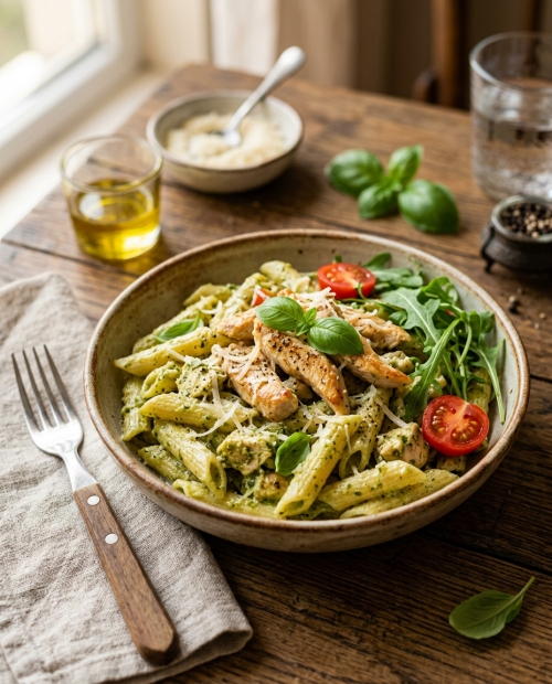 Tavuklu Pesto Soslu Kalem Makarna Tarifi | Aşk Makarna